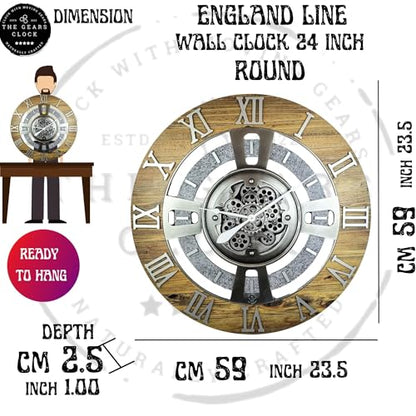 ImprovingLife The Gears Clock Real Moving Gear Wall Clock England Line (Gold Antique, 24 inches (60 cm)) - color: Gold Antique, size: 24 inches (60 cm)