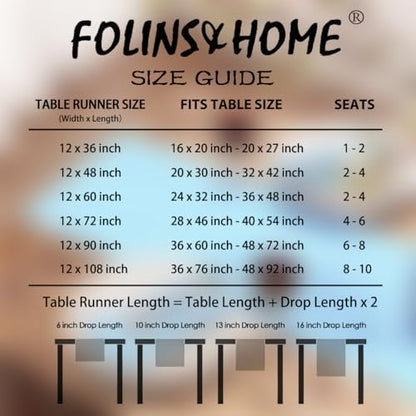 FOLINS&HOME 2 Pack Baby Blue Waterproof Table Runner 36 Inches Long - color: Baby Blue, size: 12" x 36" (2 Pcs)