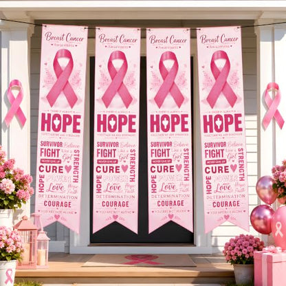 Breast Cancer Awareness Accessories - Pink Ribbon Hope Survivor Banner - color: Pink