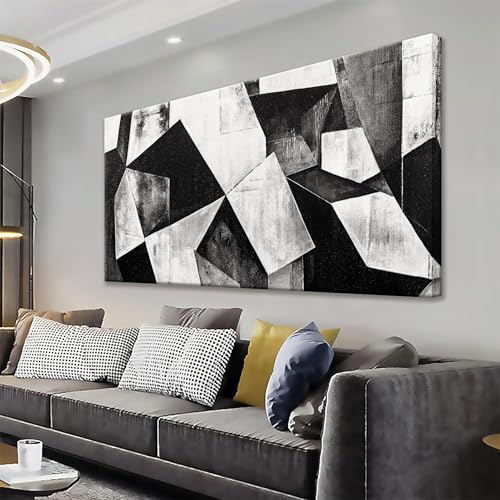 TAIJXAGSG Black And White Wall Art Decor Canvas Art Wall Decor Minimalist Wall Art Geometric Color Block Canvas Artwork Paintings Wall Decor Modern Bedroom Art Office Home Decor Wall 20"X 40" - color: Ink Black, size: 40"L x 20"W
