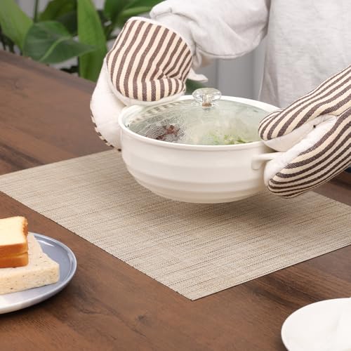 Myir JUN Placemats Set of 8 Kitchen and Dining Table Placemats - color: Beige, size: Set of 8
