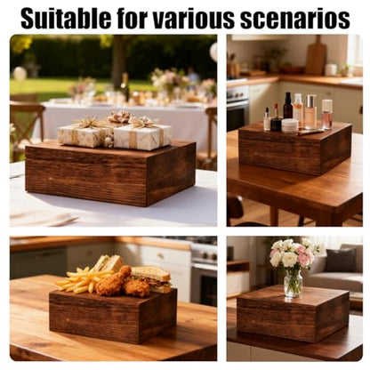 4 Pcs Dessert Table Display Risers, Cubic Rustic Cake Stands Wood