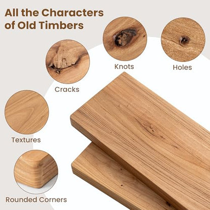 Floating Shelves for Wall, 16"Wx8"D Elm Wood Shelves, Set of 2, Natural - color: Natural, size: Round Edge,16inch, 2Packs
