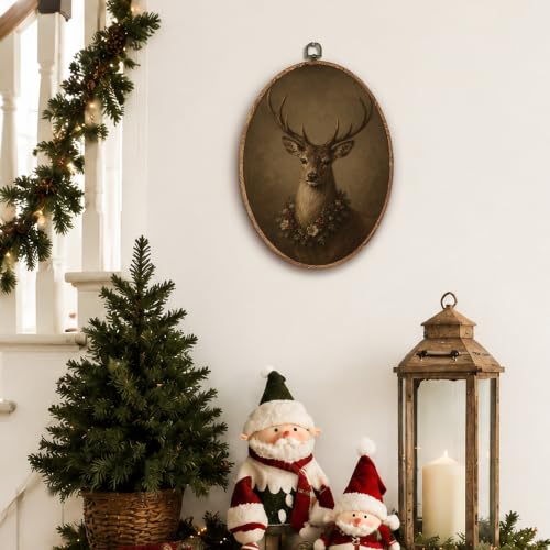 Yorhifa Rustic Winter Christmas Reindeer Framed Wall Art 8.5x11.5in - color: Reindeer