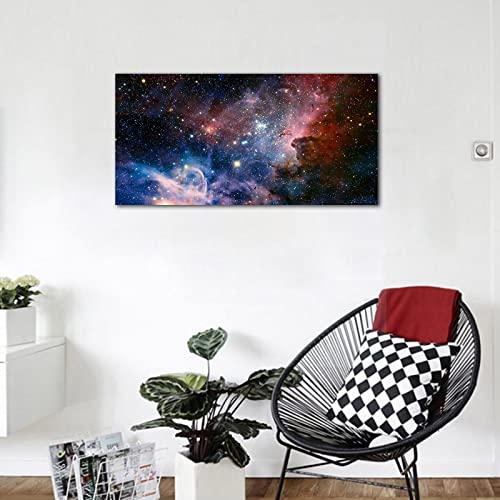 Outer Space Framed Canvas Wall Art Galaxy Nebula Starry Prints, 24"x48" - color: Dark Red Universe, size: 48"L x 24"W