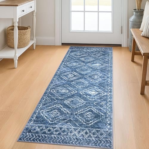 KILOCOCO Washable Runner Rug 2x5 ft Hallway Runners, Stonewashed Blue - color: Stonewashed Blue, size: 2' x 5' (Runner)