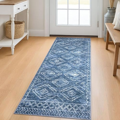 KILOCOCO Washable Runner Rug 2x5 ft Hallway Runners, Stonewashed Blue - color: Stonewashed Blue, size: 2' x 5' (Runner)
