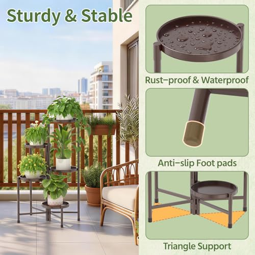 LASZOLA Plant Stand Indoor with 10 Inch Large Metal Tray, 5 Tier Bronze - color: Classic Bronze, size: 5 Tier