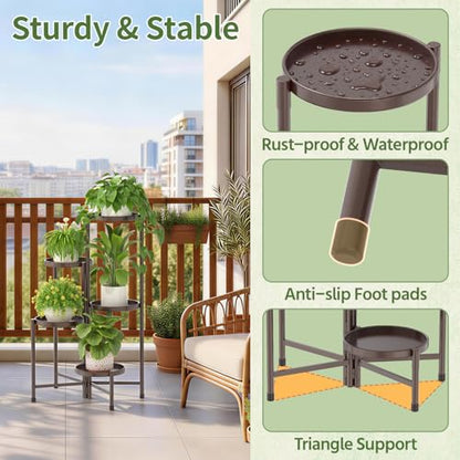 LASZOLA Plant Stand Indoor with 10 Inch Large Metal Tray, 5 Tier Bronze - color: Classic Bronze, size: 5 Tier