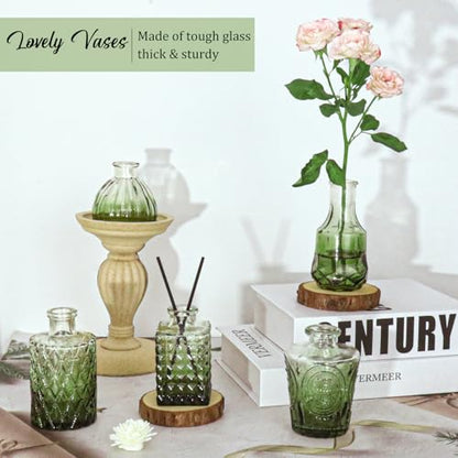 Set of 36 Glass Bud Vases Small Flower Vases for Centerpieces(Green) - color: Green