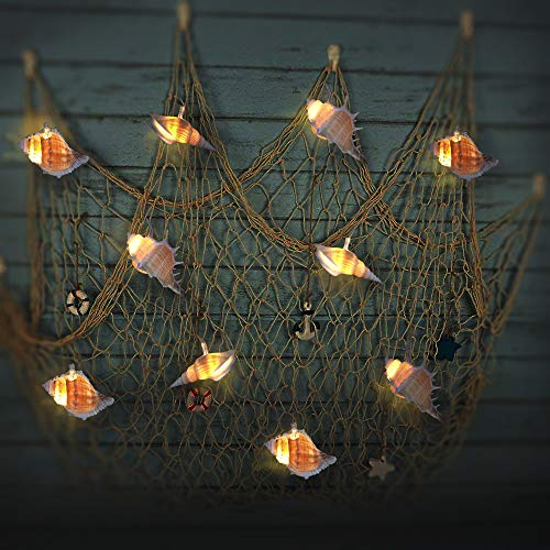 WSgift LED String Lights, Ocean Conch Beach Themed Battery Powered 9.18 ft 10 LEDs Lights for Indoor, Outdoor Decoration Projects (Warm White) - color: Warm white LED Conch lights