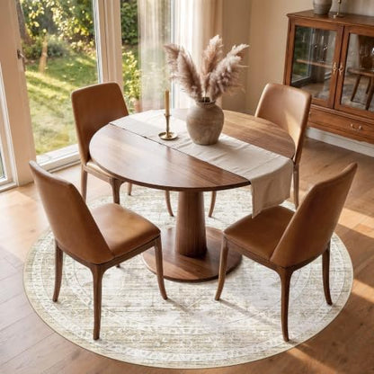 6ft Round Rugs for Living Room: 6x6 Washable Neutral Beige Area Rug - color: Beige, size: 6' (Round)