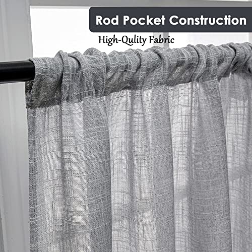 Beda Home Linen Textured Curtain Panels Kitchen Living Room-Grey 36Wx36L - color: Grey, size: 36"W x 36"L (Pack of 2)