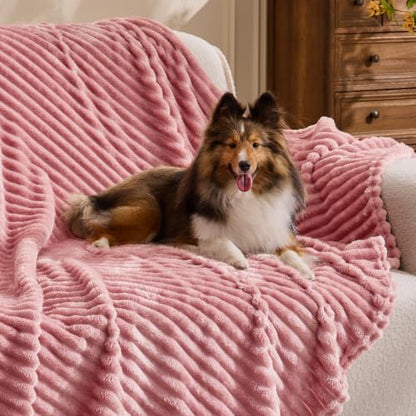 BEDELITE 3D Ribbed Jacquard Pink Fleece Twin Blanket for Couch, 60x80 Inch - color: Dusty Pink, size: Twin(60"x80")