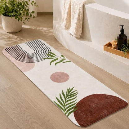 Boho Bathroom Runner Rugs 24 x 60 Non Slip, Large Long Bathroom Rug Cute Bath Mat for Bathtub Washable Shower Rug - color: Brown, size: 2' x 5' (Runner)