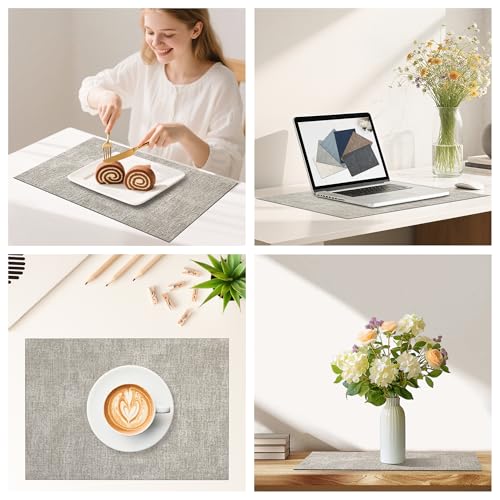 DOLOPL Placemats Set of 12, Reversible Faux Leather Place Mats, Grey - color: Gray, size: Set of 12