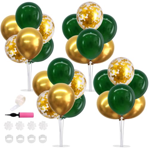 TONIFUL 4 Set Dark Green Gold Balloon Stand Balloon Centerpieces for Table - color: Dark Green Gold