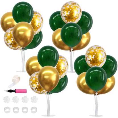TONIFUL 4 Set Dark Green Gold Balloon Stand Balloon Centerpieces for Table - color: Dark Green Gold