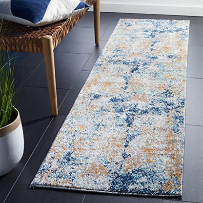 SAFAVIEH Aston Collection Runner Rug - 2' x 8', Navy & Gold, Modern Abstract Design, Non-Shedding & Easy Care, Ideal for High Traffic Areas in Living Room, Bedroom (ASN710L) - color: Navy/Gold, size: 2' x 8' (Runner)