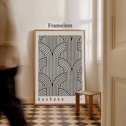 Mid Century Modern Bauhaus Wall Art Black and White Geometric Poster Print Bauhaus Abstract Geometric Wall Art Minimalist Painting Bauhaus Exhibition Poster 16x24in No Frame - color: Black Bauhaus