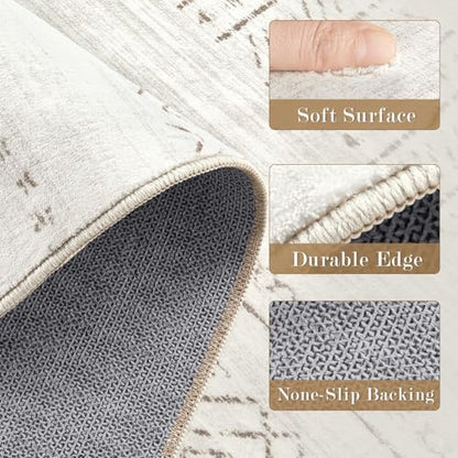 cotiled Hallway 3x8 Runner Rugs Washable Boho Moroccan Soft Rug - color: Light Brown/Cream, size: 3' x 8' (Runner)