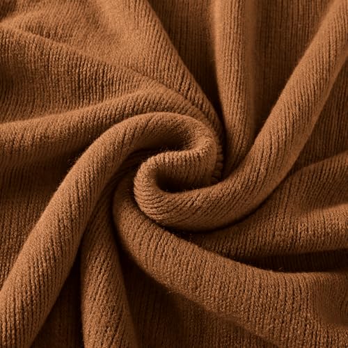 Homiest Camel Brown Knitted Throw Blanket with Fringe, 50x60 Inch - color: Brown, size: 50" x 60"