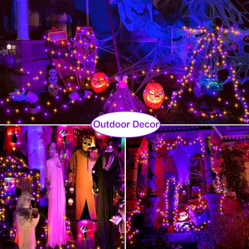 CCILAND 2 Pack 20FT Halloween Fairy Lights Battery Operated with Timer - color: Purple & Orange