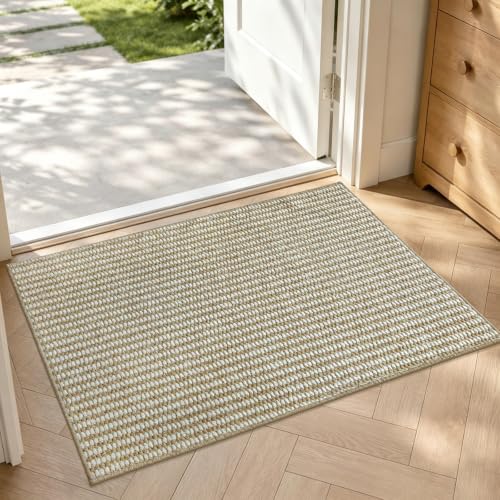 Mordem Ultra Thin Indoor Door Mat 20" x 32" Non-Slip Washable Entrance Mats Dirt Trapper Door Mat Absorbent Low-Profile Doormat for Front Back Door Patio and Porch Brown/White - color: Brown/White, size: 20"x32"