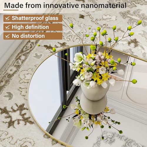 Matte Gold Arched 65"x24" Mirror Full Length Leaning Hanging - color: Gold, size: 65"L x 24"W
