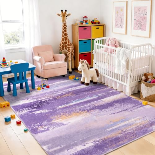 9x12 Area Rugs for Living Room, Modern Abstract Rugs, Purple - color: Purple, size: 9' x 12' (Rectangular)