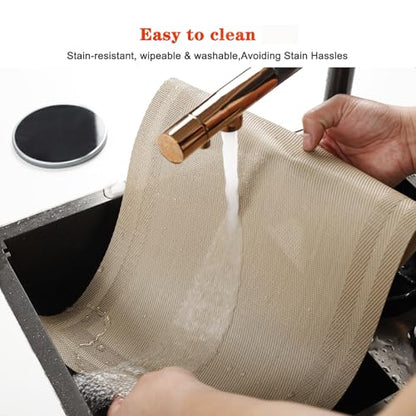 Beige Vinyl Placemats Set of 12,Washable Dining PVC Table Mats - color: Beige, size: 12PCS 12"Wx18"L