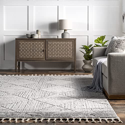 nuLOOM Kerry Light Grey Geometric Power Loomed Area Rug, 8' x 10' - color: Kerry Light Grey, size: 7'10" x 10' (Rectangular)