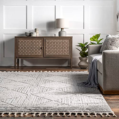 nuLOOM Kerry Light Grey Geometric Power Loomed Area Rug, 8' x 10' - color: Kerry Light Grey, size: 7'10" x 10' (Rectangular)