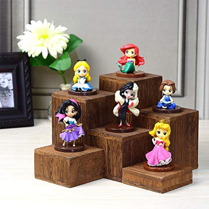 MOOCA 6-Piece Wooden Square Display Risers for Jewelry & Accessories - color: Brown