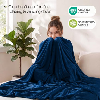 Soft Fleece Blanket for Bed Queen Size Navy (90x90 Inch) - color: Navy, size: Queen (90x90 Inch)