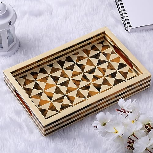 Handicrafts Home Handmade Resin Inlay Decorative Ottoman Serving Tray,12x8 - color: Multi Triangle