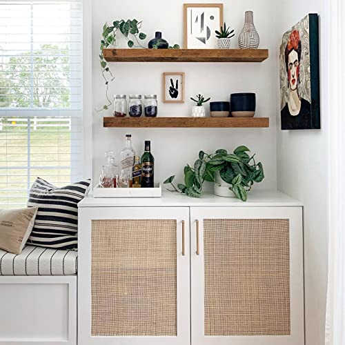 QEEIG Long Floating Shelves for Wall (Brown, Set of 2, 35.4") - color: A. Brown, size: 35.4"
