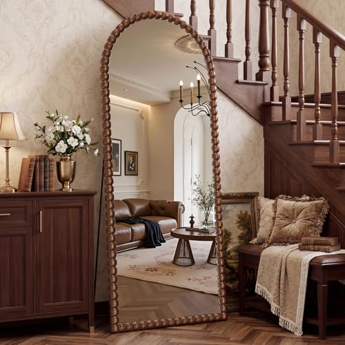 Antique Brown Full Length Mirror 71x28 Inch, Beaded Standing Mirror - color: Antique Brown