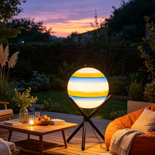 Lightdot 13.8-in Globe Floor Lamp Waterproof Outdoor Patio Floor Lamp, 10W - color: 13.8''Blue