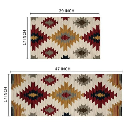Artoid Mode Diamond Pattern Retro Kitchen Mats Set of 2-17x29 + 17x47