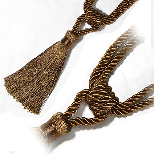 2 Pack Curtain Tiebacks Handmade Tassel Rope Curtain Holdbacks - color: Coffee, size: 2p