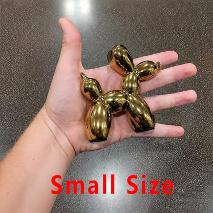 Ceramic Gold Balloon Dog Statue 4.3" Art Decor Sculpture - color: Gold