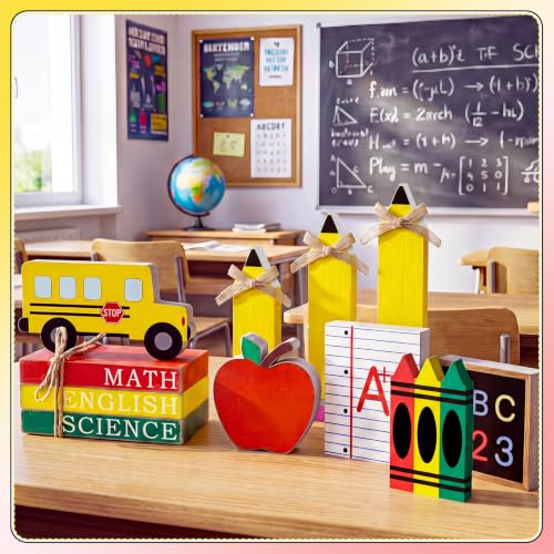 11 Pcs Back to School Tiered Tray Decor, Table Centerpiece Decor - style: Back to School