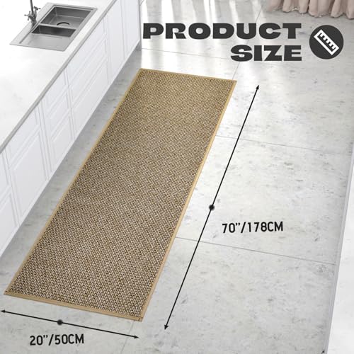 Hargiis Kitchen Rug, Rubber Non Slip Kitchen Rugs Washable, Absorbent Runner Mat for Floor, Machine Washable Standing Mats for in Front of Sink, Door, Laundry, Entryway, Hallway (Brown, 70" × 20") - color: Brown, size: 70" x 20"