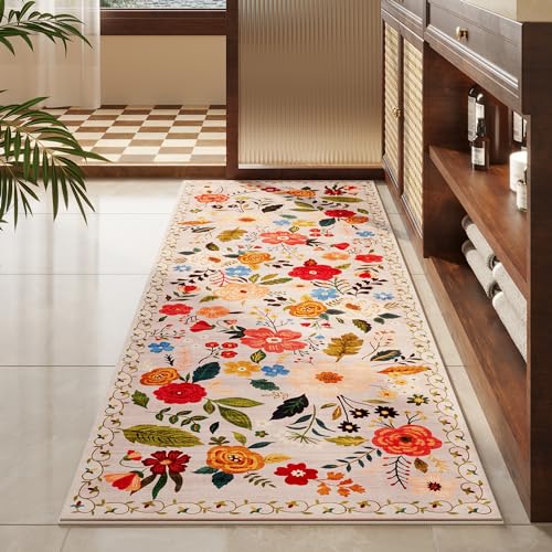 Rugcomf Runner Rug 2'7"x8' Washable, Beige - color: Beige, size: 2'7" x 8' (Rectangular)