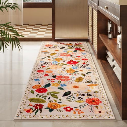 Rugcomf Runner Rug 2'7"x8' Washable, Beige - color: Beige, size: 2'7" x 8' (Rectangular)