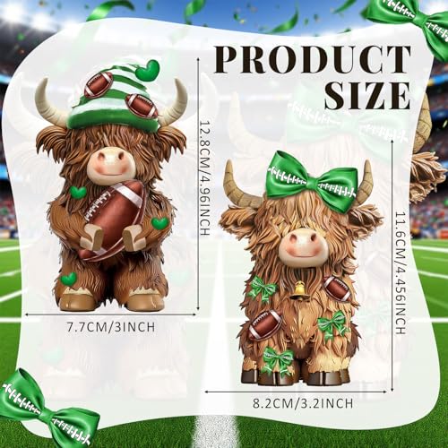 2 Pack Football Highland Cow Figurine Resin Football Decor - style: Football