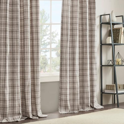 Madison Park Plaid Window Curtain Thermal Insulated, 1 Panel, 50x63 Brown - color: Rod Pocket & Back Tab, Brown, size: 50"W x 63"L (Pack of 1)