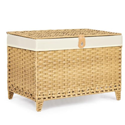 Wicker Storage Basket with Lid, 160L Shelf Basket with Removable Liner Bag - color: Natural, size: 160L