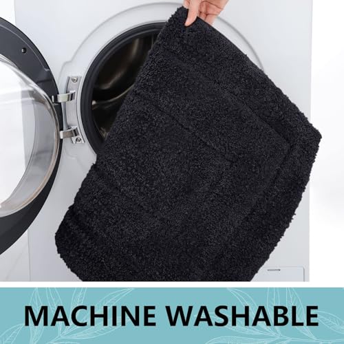 Buganda Microfiber Bathroom Rugs 70x24, Soft Shaggy Absorbent Bath Rugs - color: Black, size: 70" X 24"